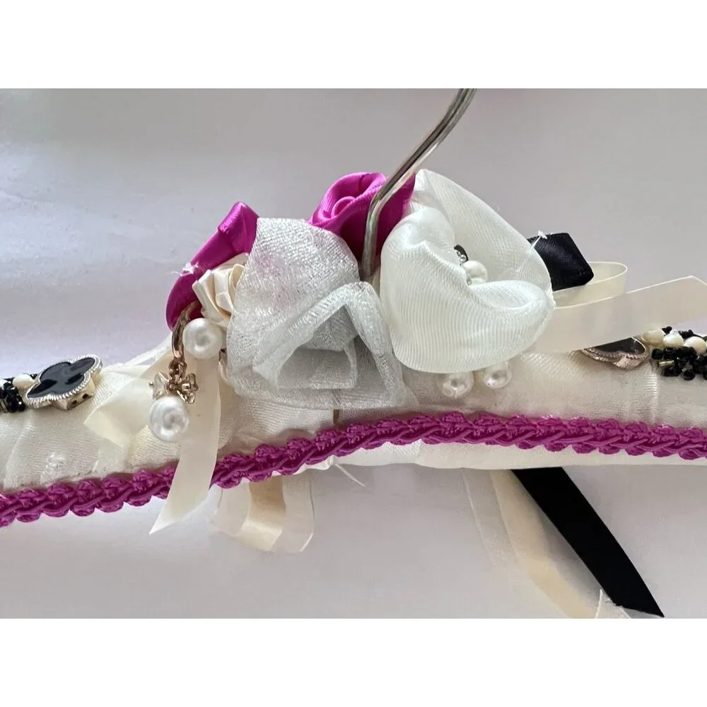 PAIR Vintage Satin Hangers Upcycled Wedding Dress Lingerie Elegant Handmade